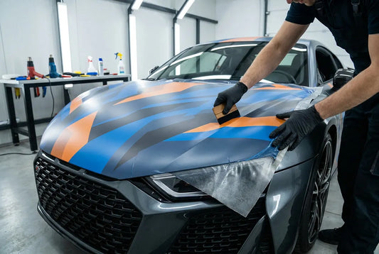 custom hood vinyl wrap installation