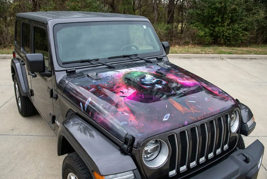 Jeep Wrangler with custom hood wrap design