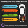 Custom Fit process diagram: 4 steps to order a made-to-order car hood wrap — place order, provide vehicle make/model/year, receive custom decal, perfect fit guaranteed