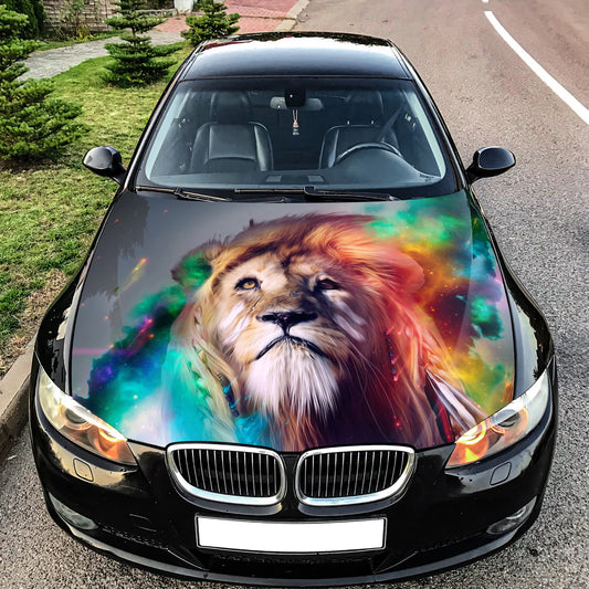 Abstract Lion Hood Wrap – Custom Vinyl Decal for Cars, Trucks & SUVs