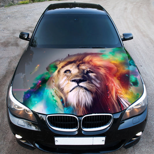 Abstract Lion Hood Wrap – Custom Vinyl Decal for Cars, Trucks & SUVs