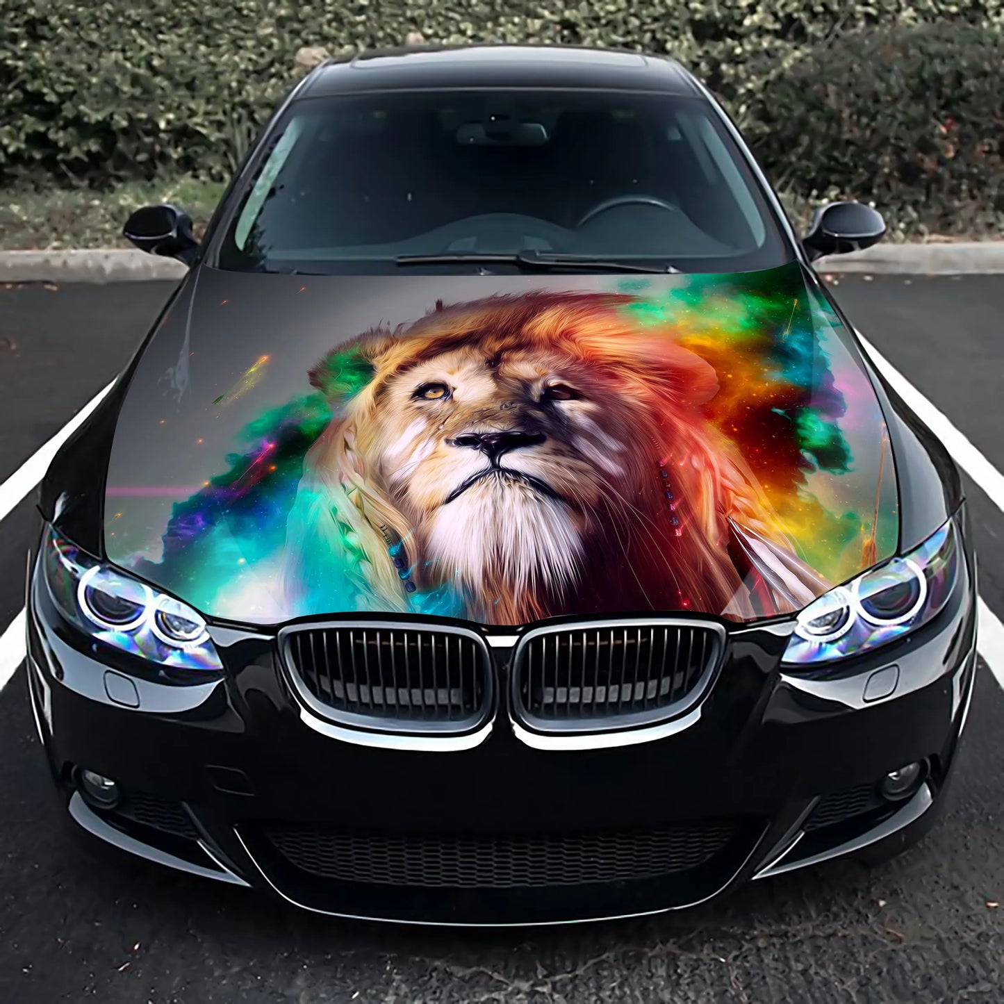 Abstract Lion Hood Wrap – Custom Vinyl Decal for Cars, Trucks & SUVs