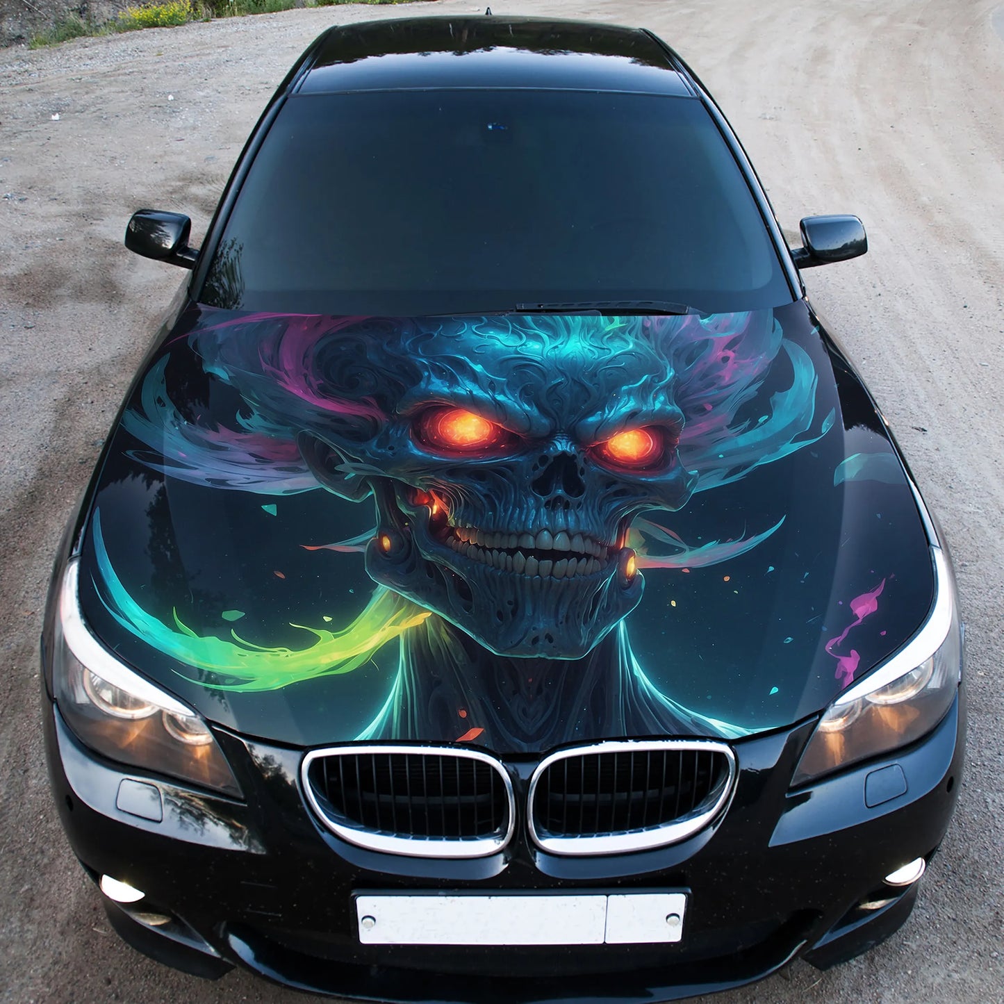 Abstract Skull Hood Wrap – Custom Vinyl Decal for Cars, Trucks & SUVs