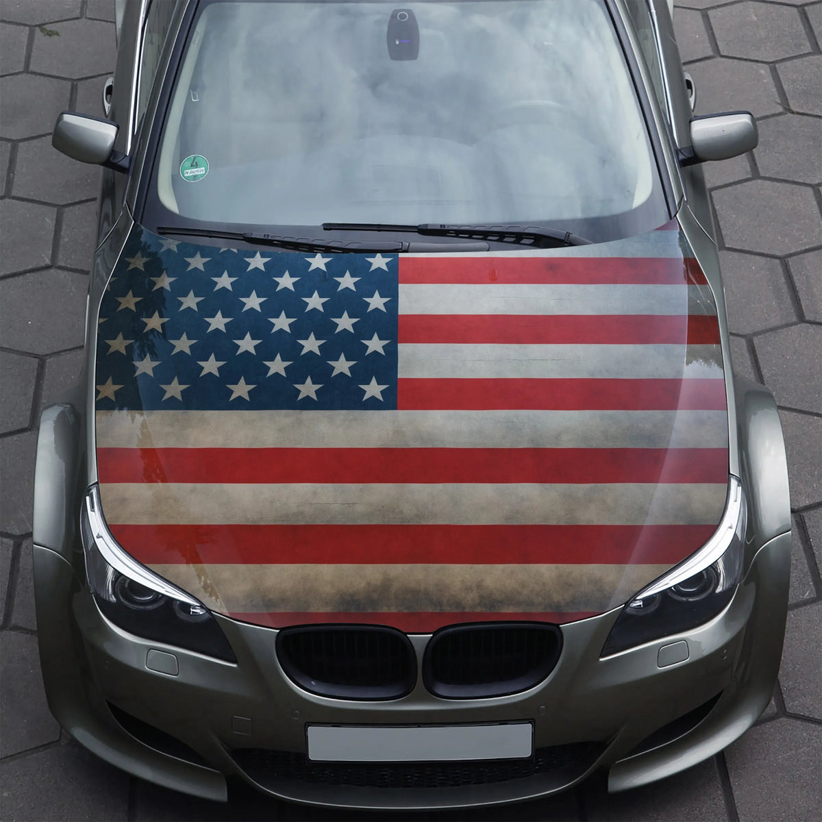 American Flag Distressed Hood Wrap – Custom Vinyl Decal for Cars, Trucks & SUVs