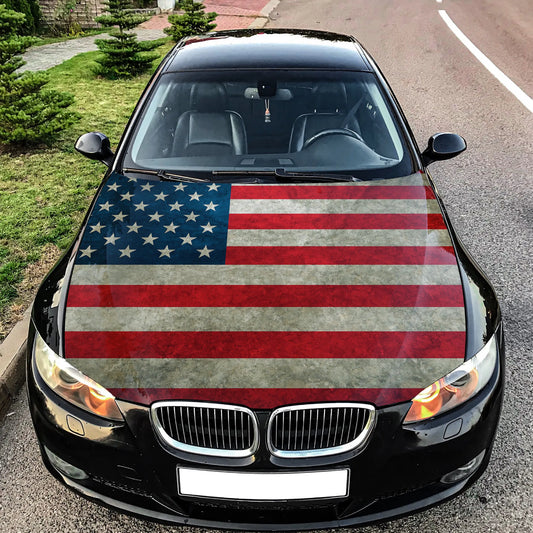 American Flag Distressed Hood Wrap – Custom Vinyl Decal for Cars, Trucks & SUVs