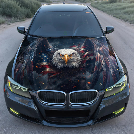 American Flag Eagle Hood Wrap Graphic – Custom Vinyl Decal for Cars, Trucks & SUVs