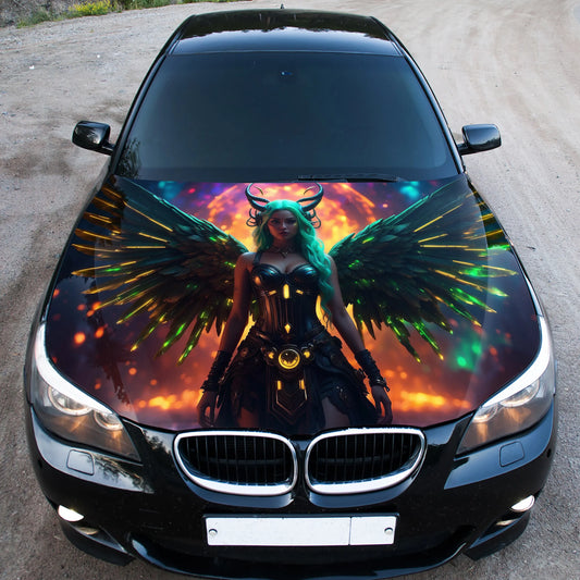 Angel Girl Wings Hood Wrap – Custom Vinyl Decal for Cars, Trucks & SUVs