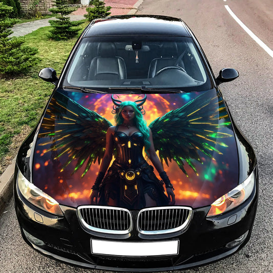 Angel Girl Wings Hood Wrap – Custom Vinyl Decal for Cars, Trucks & SUVs