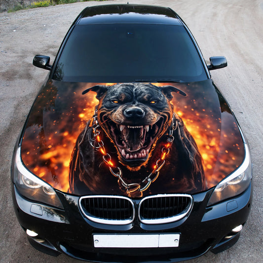 Angry Dog Pit Bull Hood Wrap – Custom Vinyl Decal for Cars, Trucks & SUVs