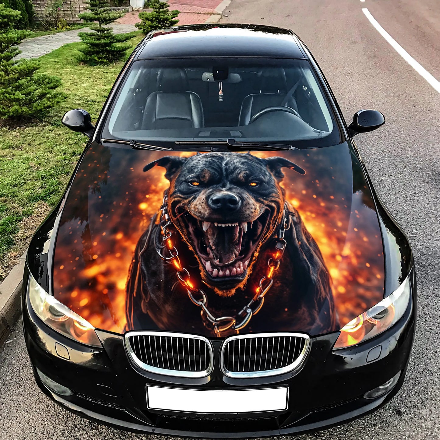 Angry Dog Pit Bull Hood Wrap – Custom Vinyl Decal for Cars, Trucks & SUVs