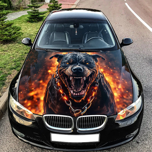 Angry Dog Pit Bull Hood Wrap – Custom Vinyl Decal for Cars, Trucks & SUVs