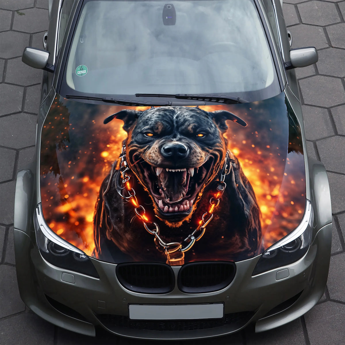 Angry Dog Pit Bull Hood Wrap – Custom Vinyl Decal for Cars, Trucks & SUVs