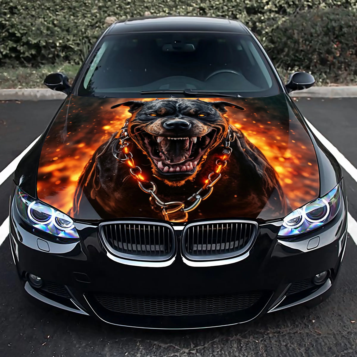 Angry Dog Pit Bull Hood Wrap – Custom Vinyl Decal for Cars, Trucks & SUVs
