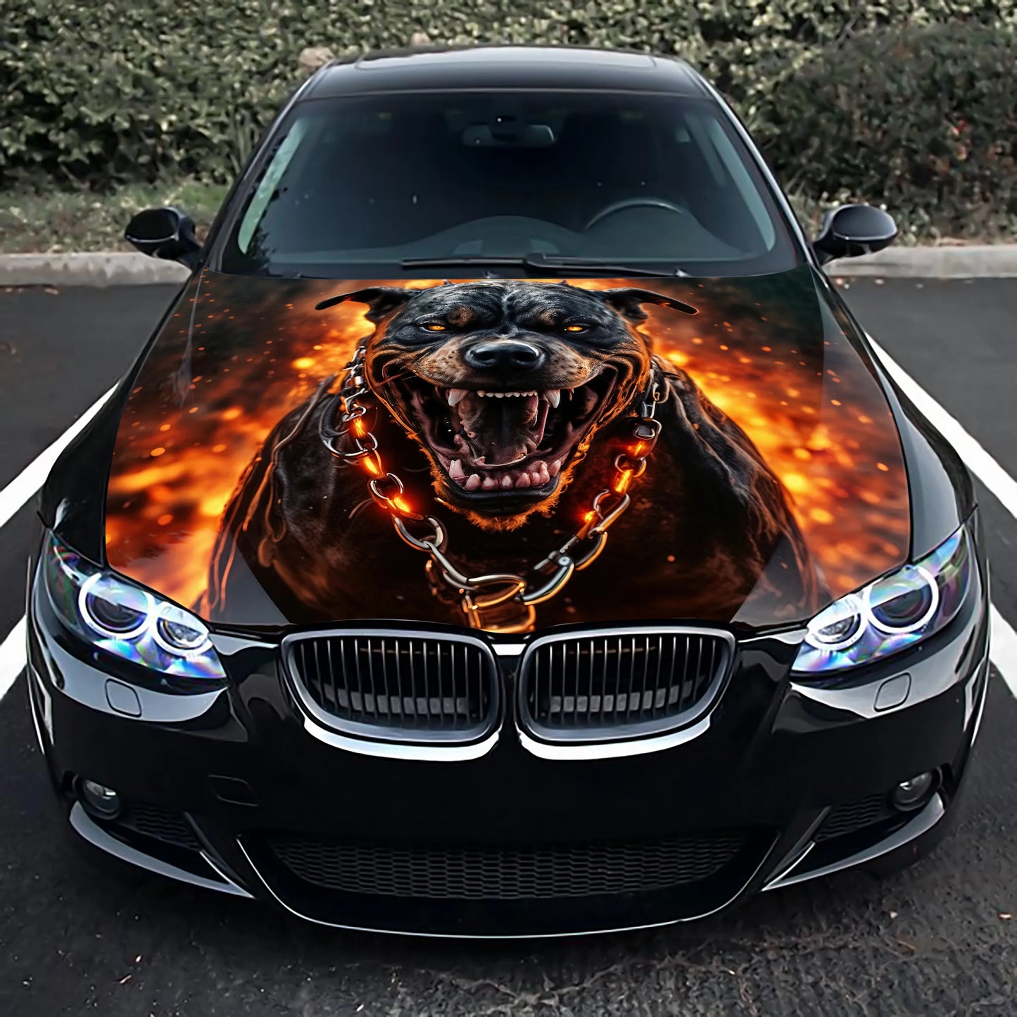 Angry Dog Pit Bull Hood Wrap – Custom Vinyl Decal for Cars, Trucks & SUVs