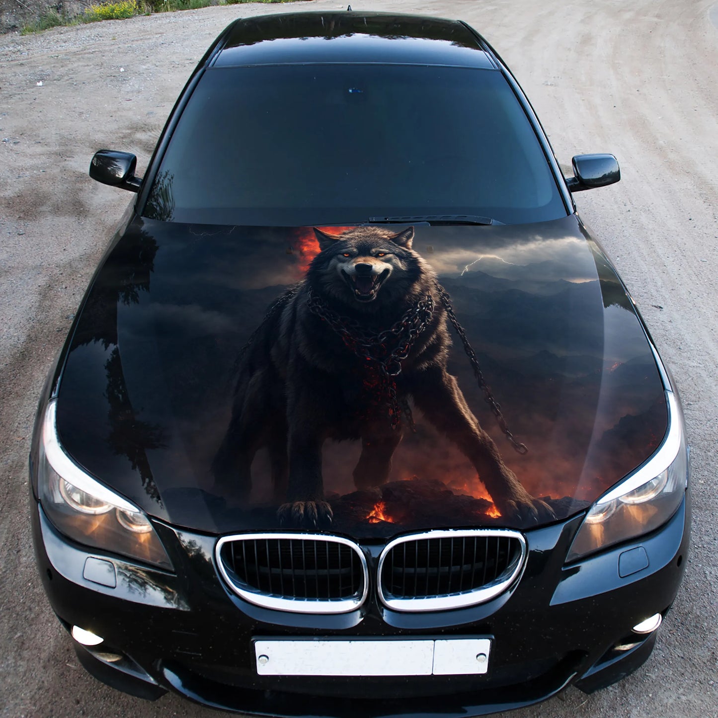 Angry Wolf Hood Wrap – Custom Vinyl Decal for Cars, Trucks & SUVs vinyl