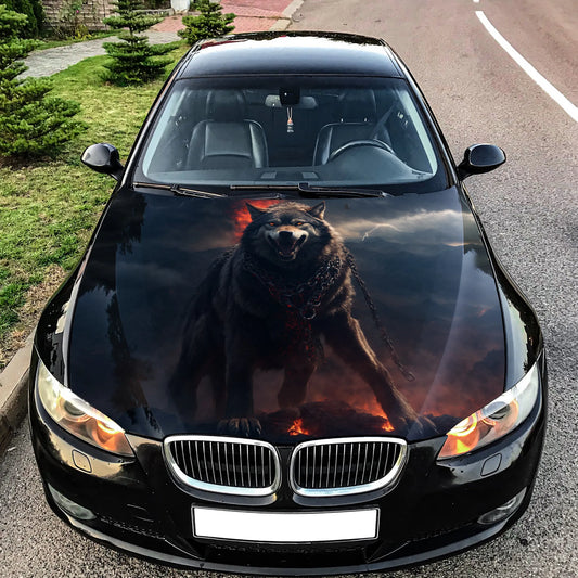 Angry Wolf Hood Wrap – Custom Vinyl Decal for Cars, Trucks & SUVs vinyl