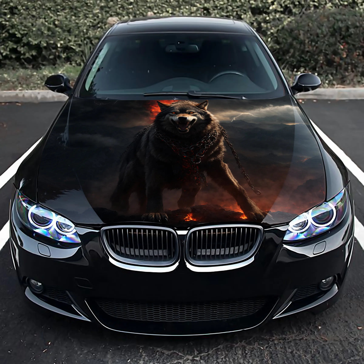 Angry Wolf Hood Wrap – Custom Vinyl Decal for Cars, Trucks & SUVs vinyl