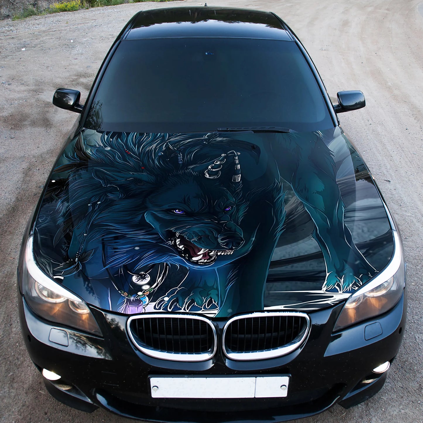 Angry Wolf Hood Wrap – Custom Vinyl Decal for Cars, Trucks & SUVs art