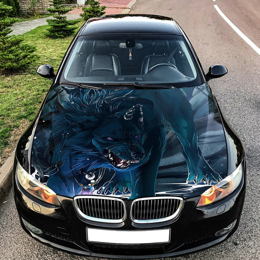 Angry Wolf Hood Wrap – Custom Vinyl Decal for Cars, Trucks & SUVs art