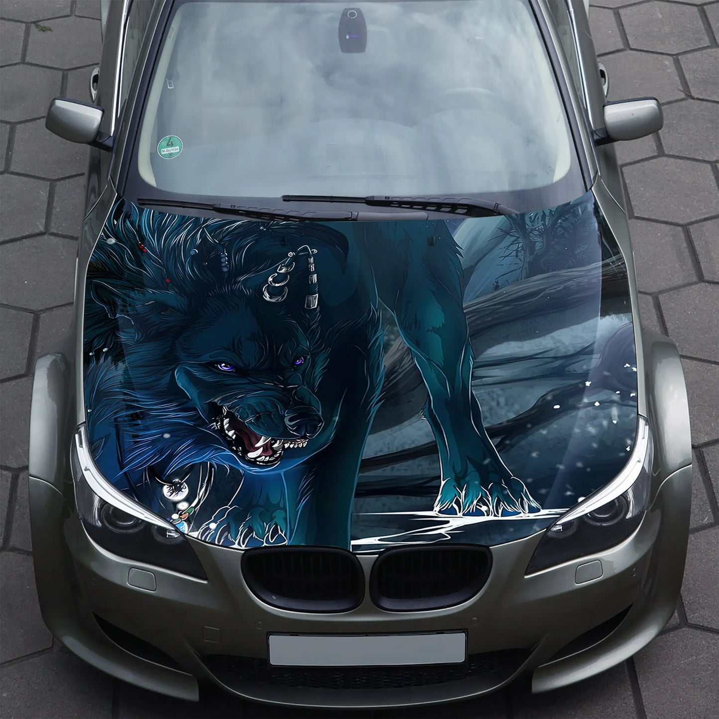 Angry Wolf Hood Wrap – Custom Vinyl Decal for Cars, Trucks & SUVs art