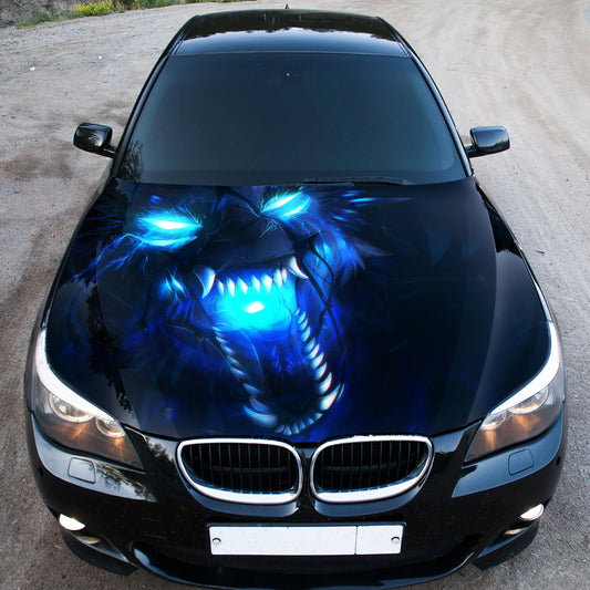 Angry Wolf Hood Wrap – Custom Vinyl Decal for Cars, Trucks & SUVs