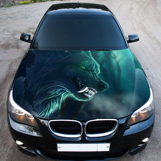 Angry Wolf Hood Wrap – Custom Vinyl Decal for Cars, Trucks & SUVs