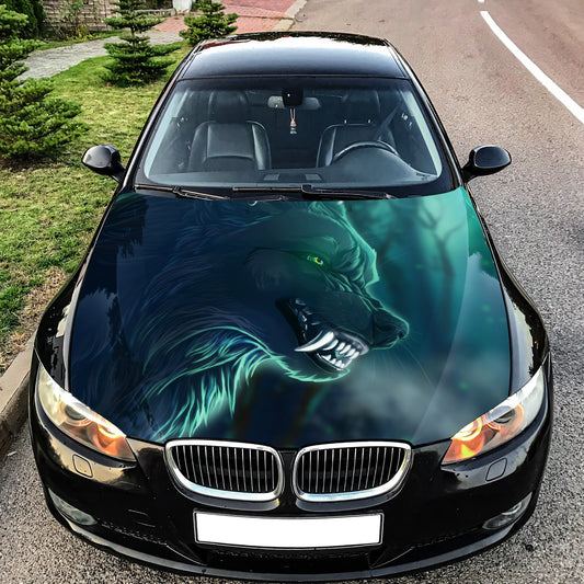 Angry Wolf Hood Wrap – Custom Vinyl Decal for Cars, Trucks & SUVs