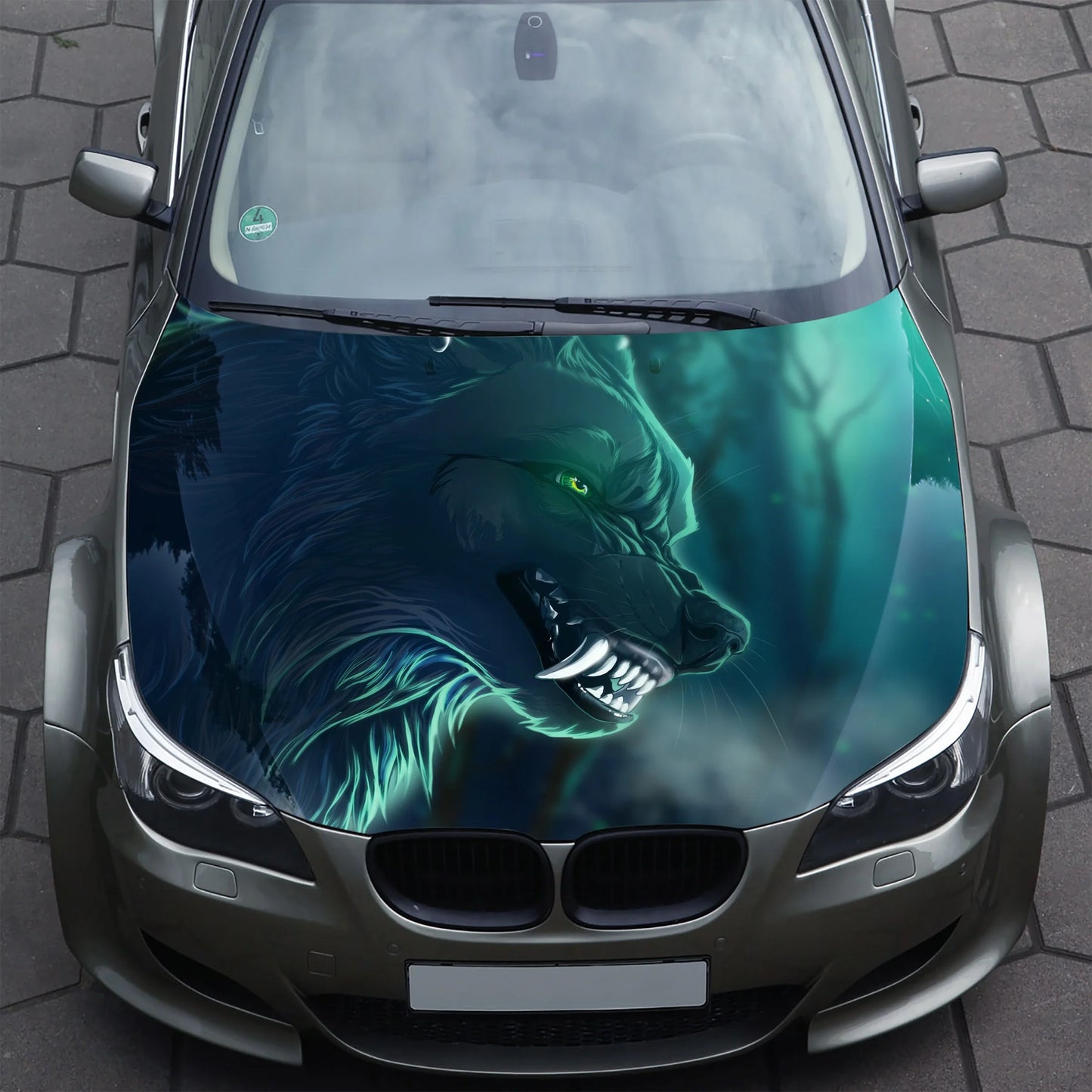 Angry Wolf Hood Wrap – Custom Vinyl Decal for Cars, Trucks & SUVs