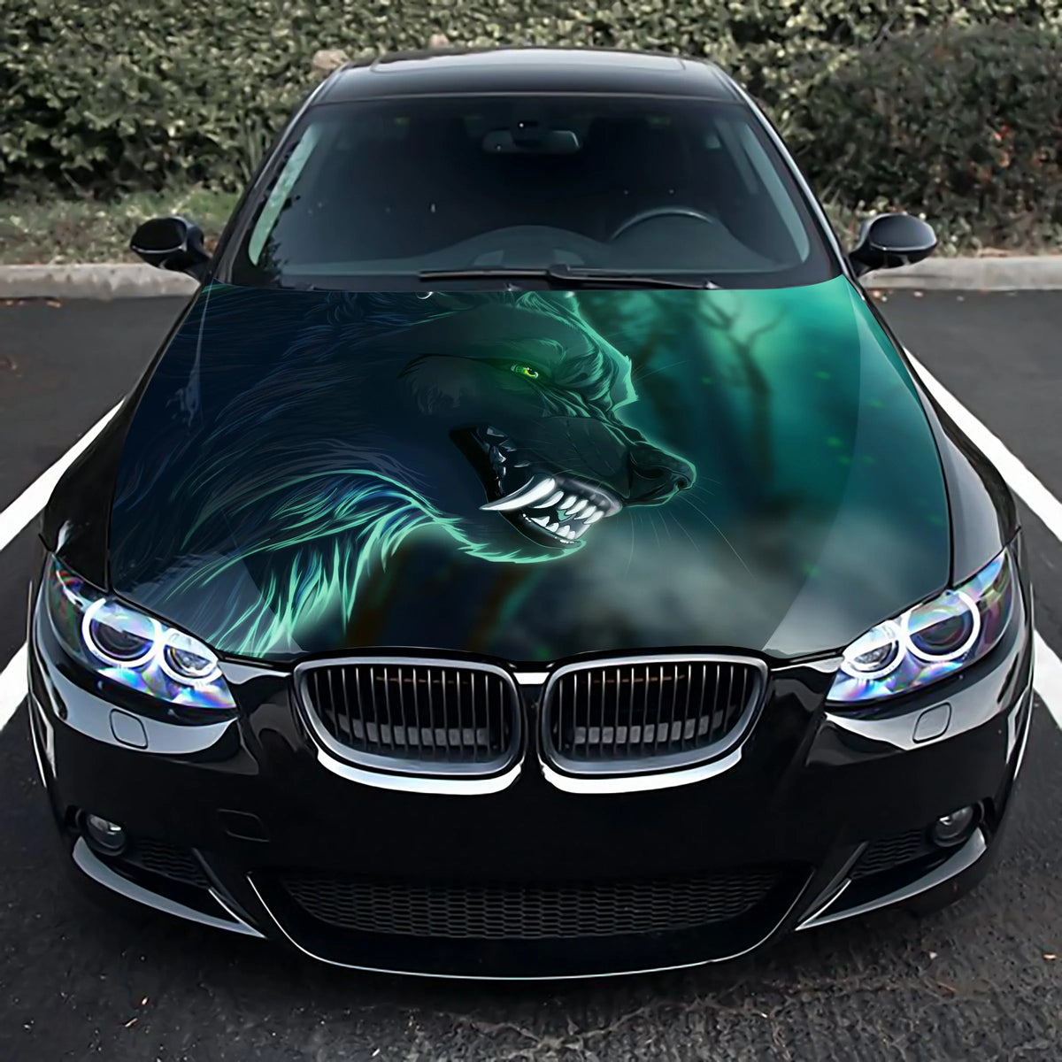 Angry Wolf Hood Wrap – Custom Vinyl Decal for Cars, Trucks & SUVs
