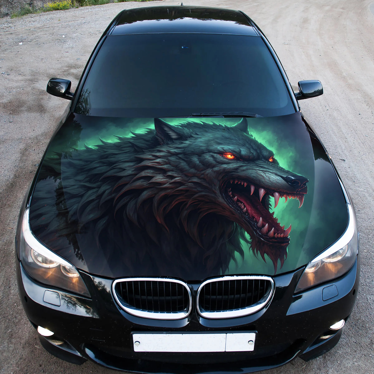 Angry Wolf Hood Wrap – Custom Vinyl Decal for Cars, Trucks & SUVs