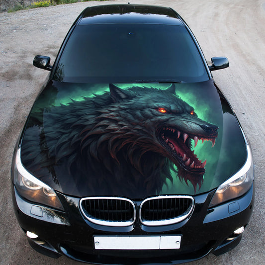 Angry Wolf Hood Wrap – Custom Vinyl Decal for Cars, Trucks & SUVs