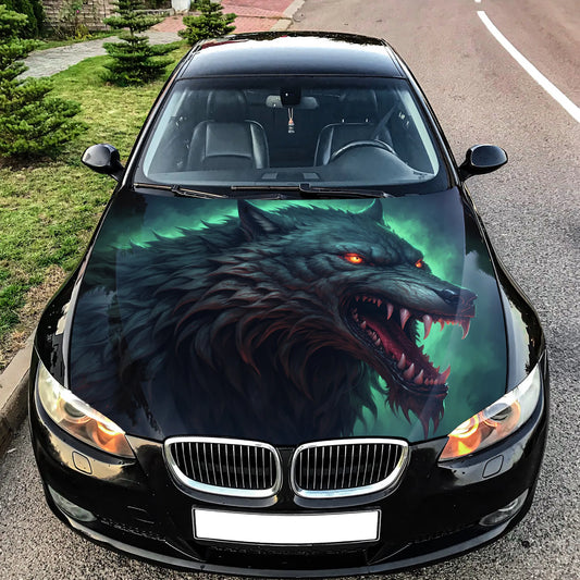 Angry Wolf Hood Wrap – Custom Vinyl Decal for Cars, Trucks & SUVs