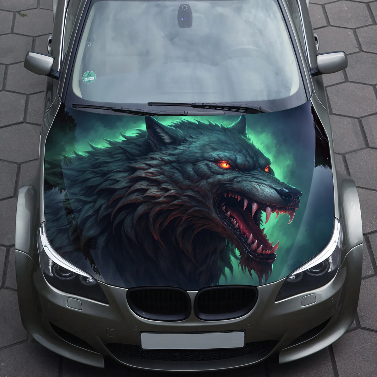 Angry Wolf Hood Wrap – Custom Vinyl Decal for Cars, Trucks & SUVs