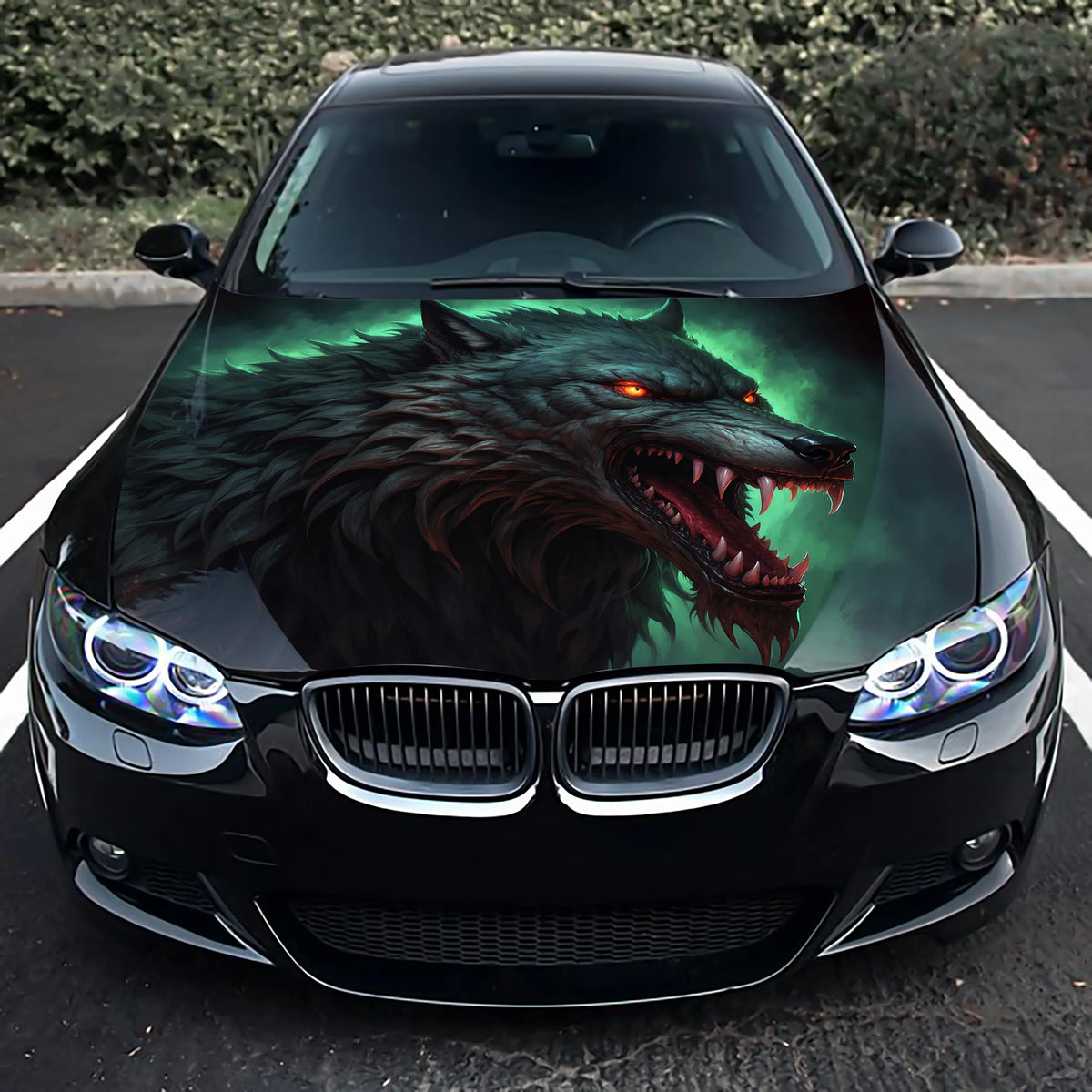 Angry Wolf Hood Wrap – Custom Vinyl Decal for Cars, Trucks & SUVs