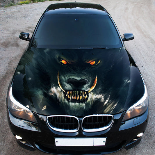 Angry Wolf Hood Wrap – Custom Vinyl Decal for Cars, Trucks & SUVs