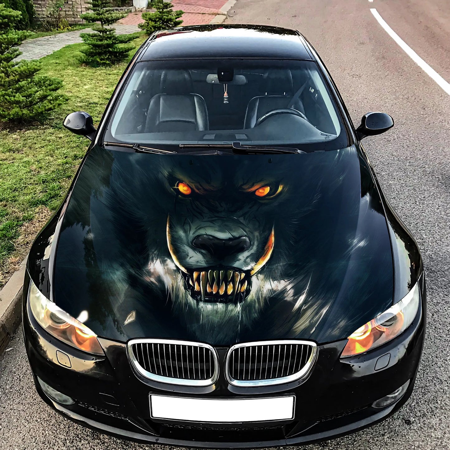 Angry Wolf Hood Wrap – Custom Vinyl Decal for Cars, Trucks & SUVs