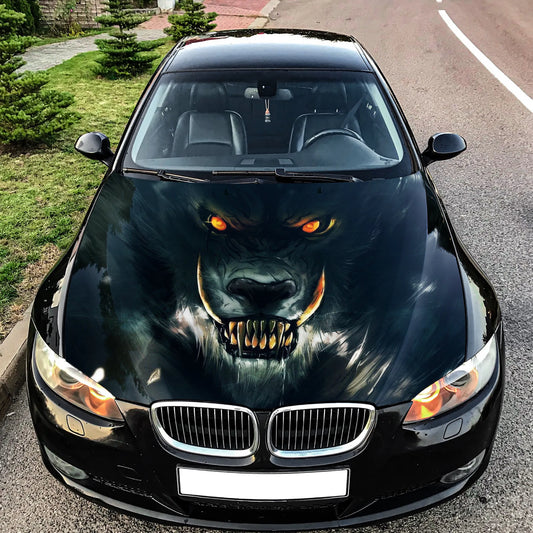 Angry Wolf Hood Wrap – Custom Vinyl Decal for Cars, Trucks & SUVs