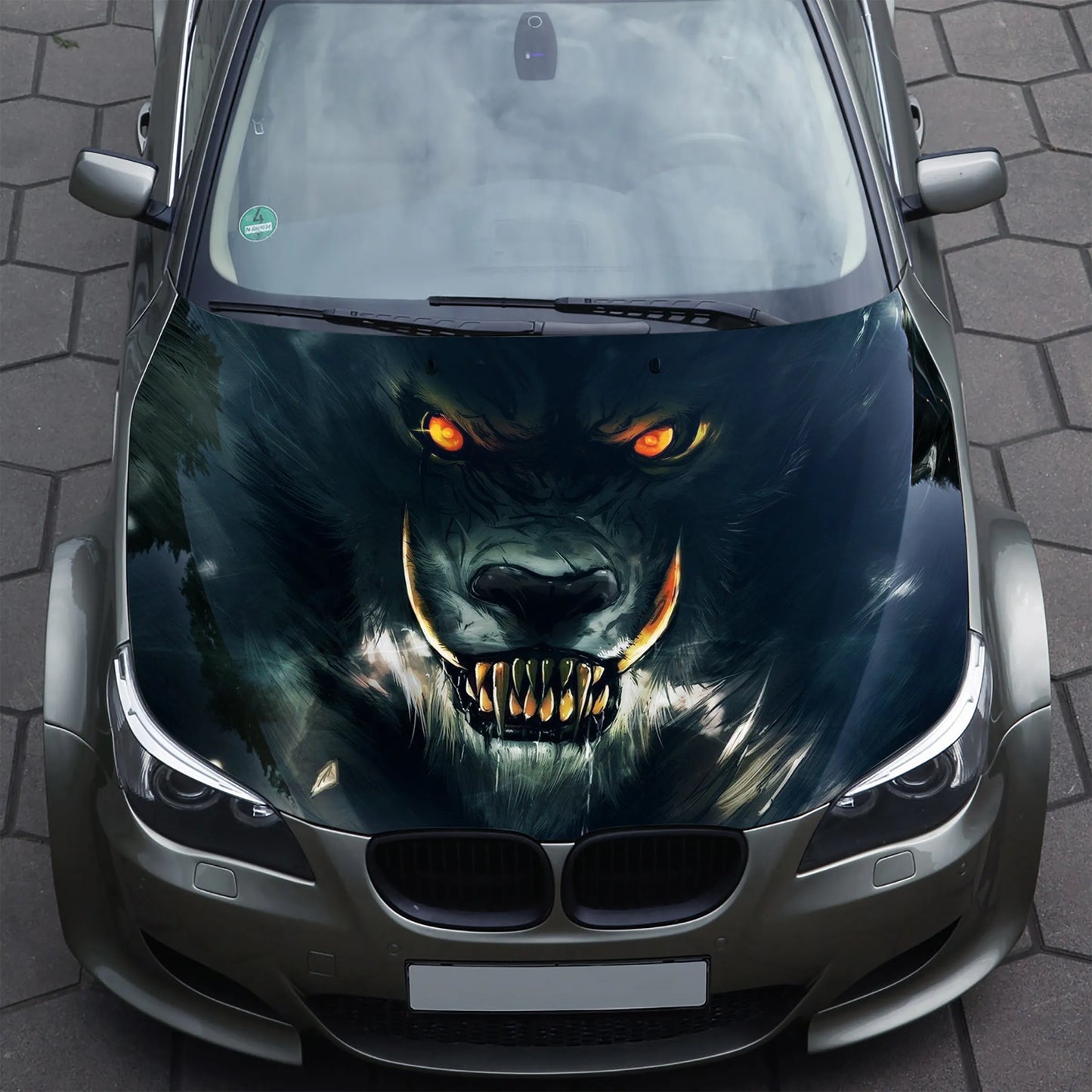 Angry Wolf Hood Wrap – Custom Vinyl Decal for Cars, Trucks & SUVs