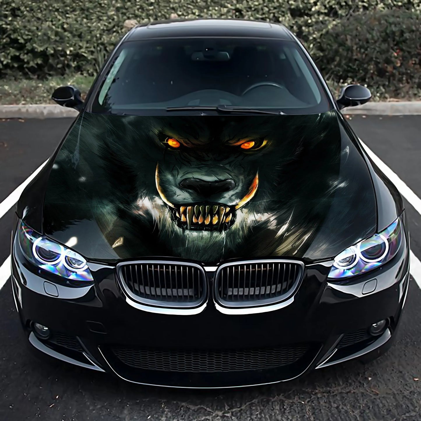 Angry Wolf Hood Wrap – Custom Vinyl Decal for Cars, Trucks & SUVs