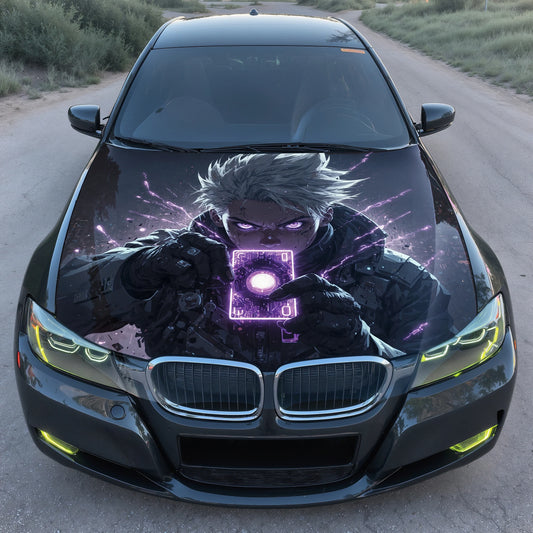 Anime Boy Dark Energy Hood Wrap – Custom Vinyl Decal for Cars, Trucks & SUVs