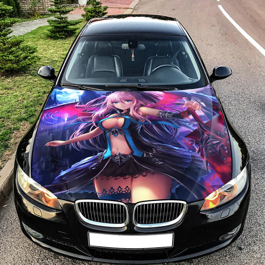 Anime Demon Girl Hood Wrap – Custom Vinyl Decal for Cars, Trucks & SUVs