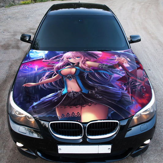 Anime Demon Girl Hood Wrap – Custom Vinyl Decal for Cars, Trucks & SUVs