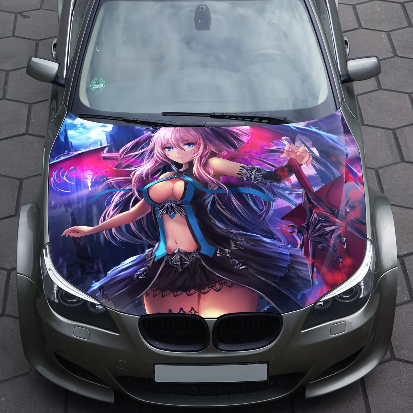 Anime Demon Girl Hood Wrap – Custom Vinyl Decal for Cars, Trucks & SUVs