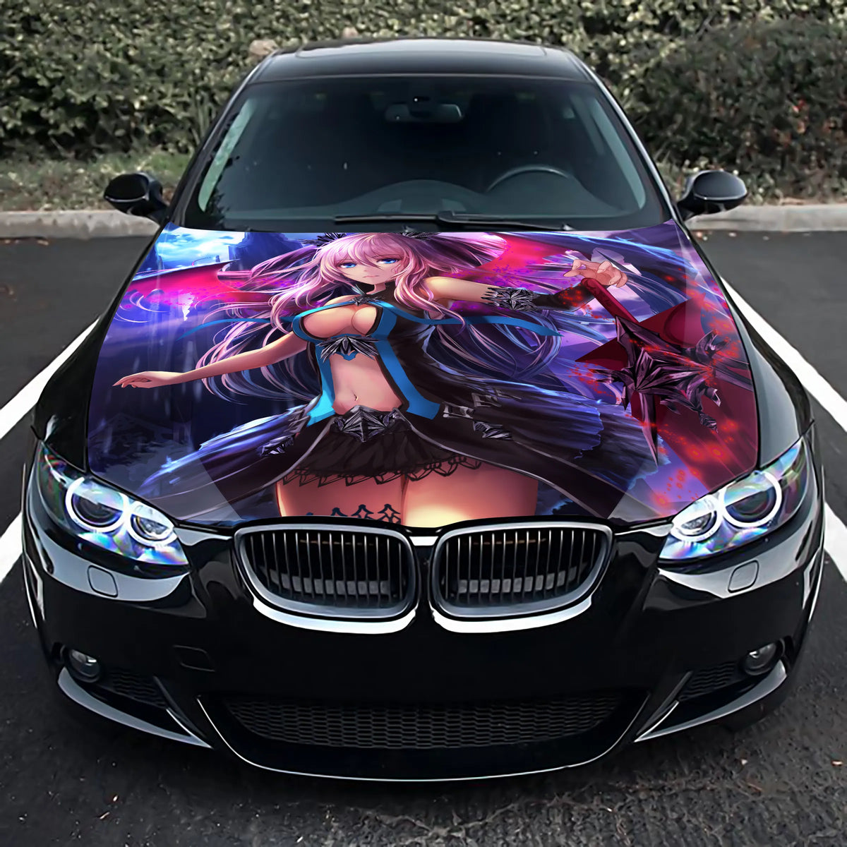 Anime Demon Girl Hood Wrap – Custom Vinyl Decal for Cars, Trucks & SUVs