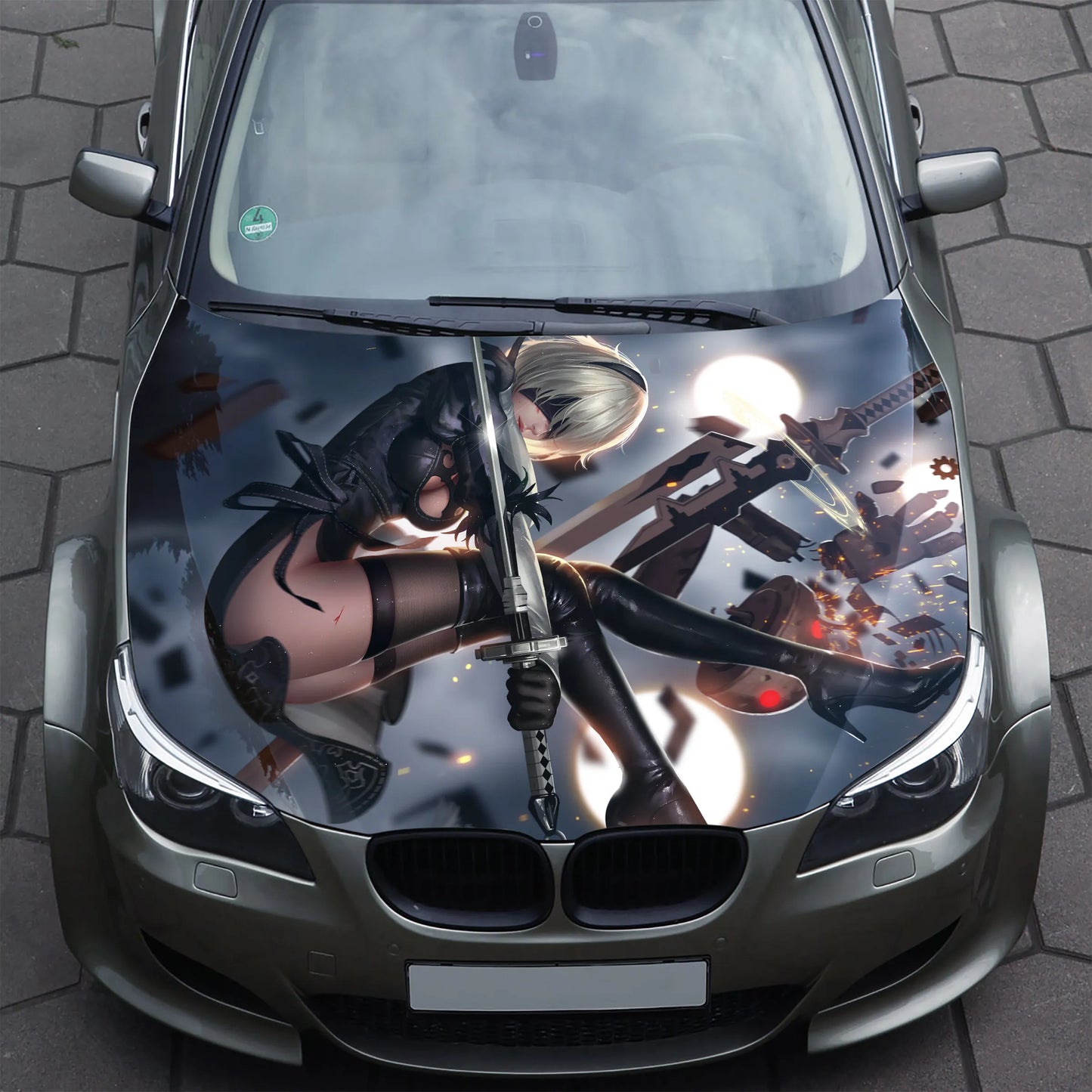 Anime Girl Katana Hood Wrap – Custom Vinyl Decal for Cars, Trucks & SUVs