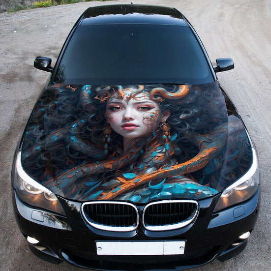 Anime Girl Snakes Hood Wrap – Custom Vinyl Decal for Cars, Trucks & SUVs