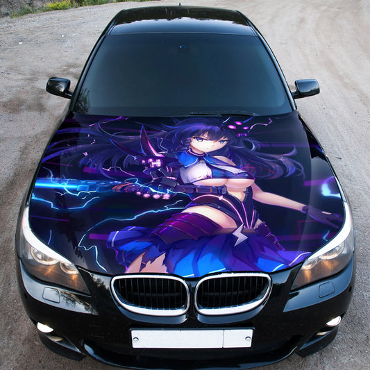 Anime Sword Girl Hood Wrap – Custom Vinyl Decal for Cars, Trucks & SUVs