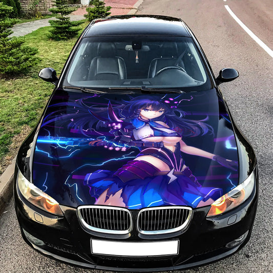 Anime Sword Girl Hood Wrap – Custom Vinyl Decal for Cars, Trucks & SUVs