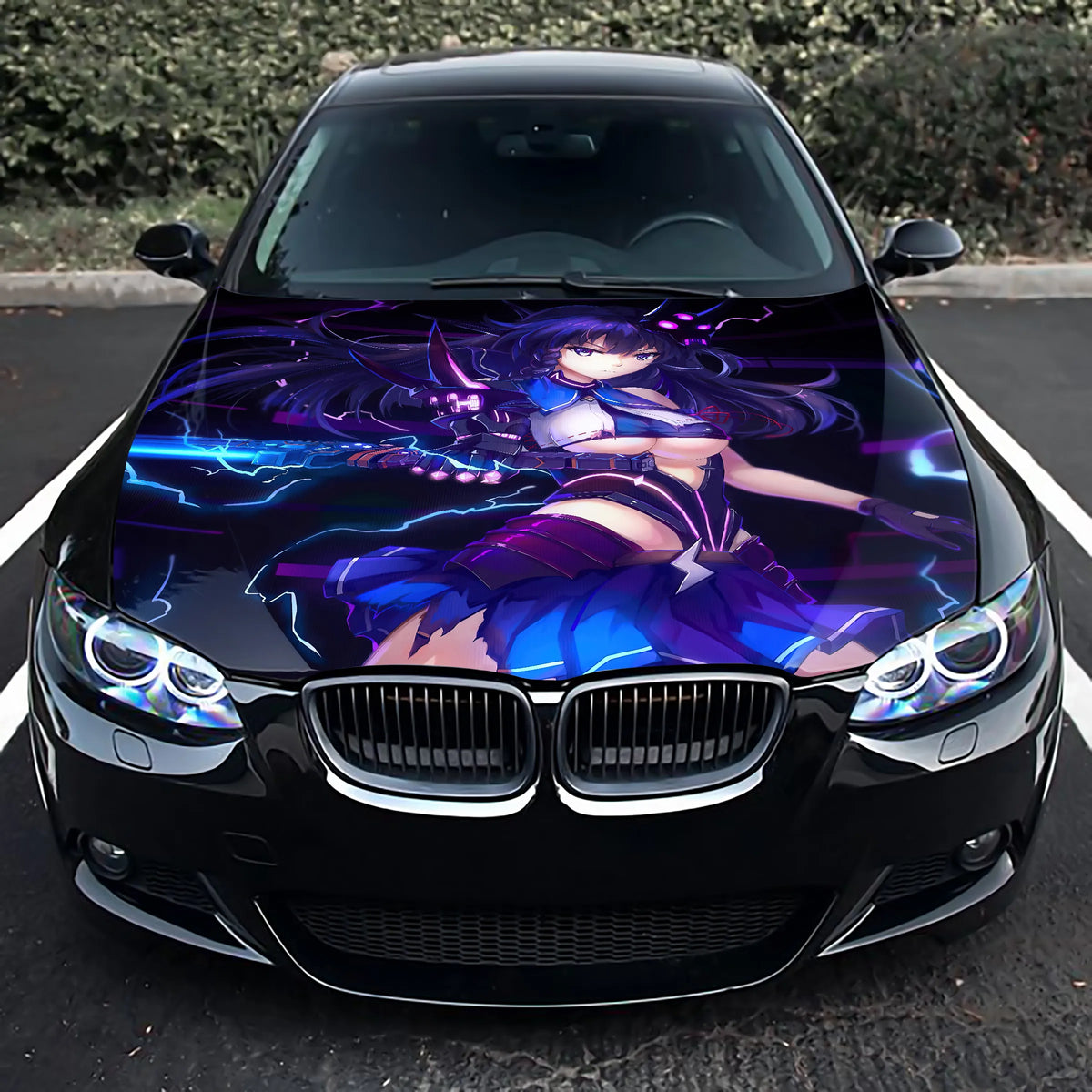 Anime Sword Girl Hood Wrap – Custom Vinyl Decal for Cars, Trucks & SUVs