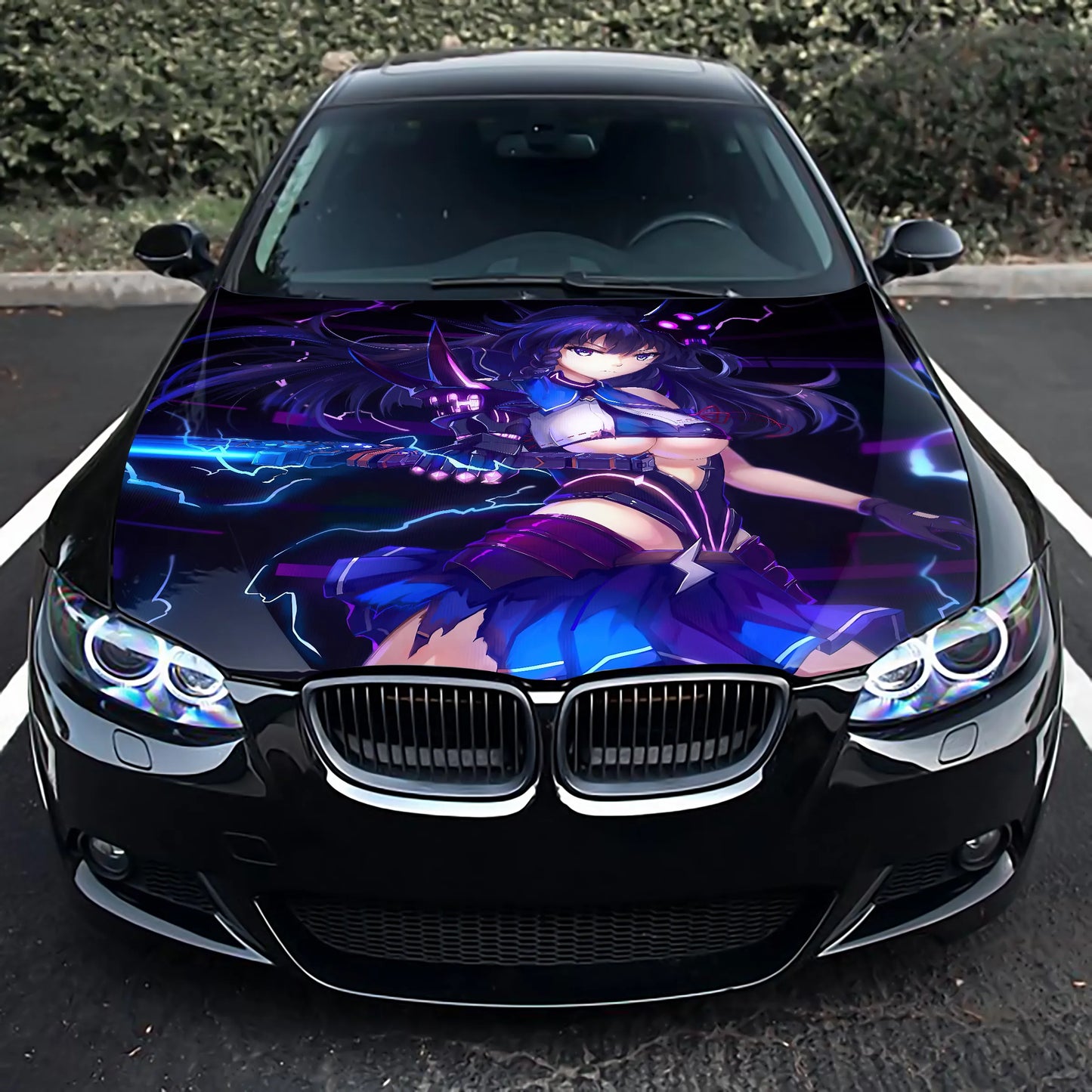 Anime Sword Girl Hood Wrap – Custom Vinyl Decal for Cars, Trucks & SUVs
